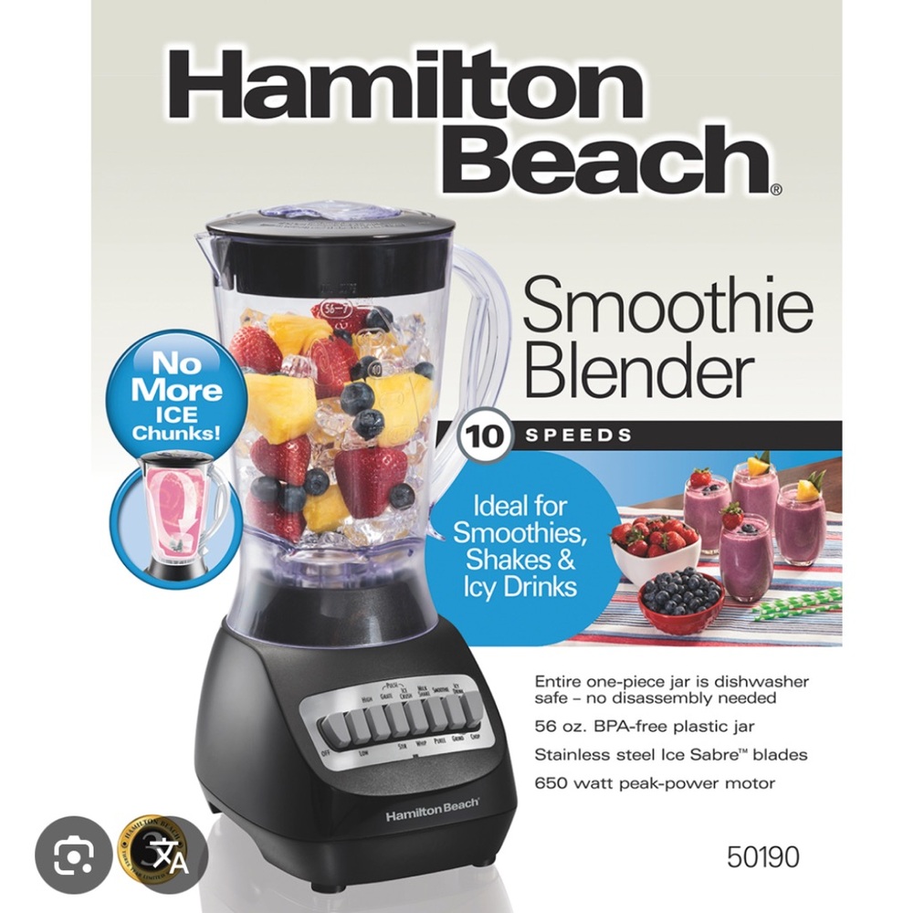 Hamilton Beach Smoothie Blender - Black and Clear